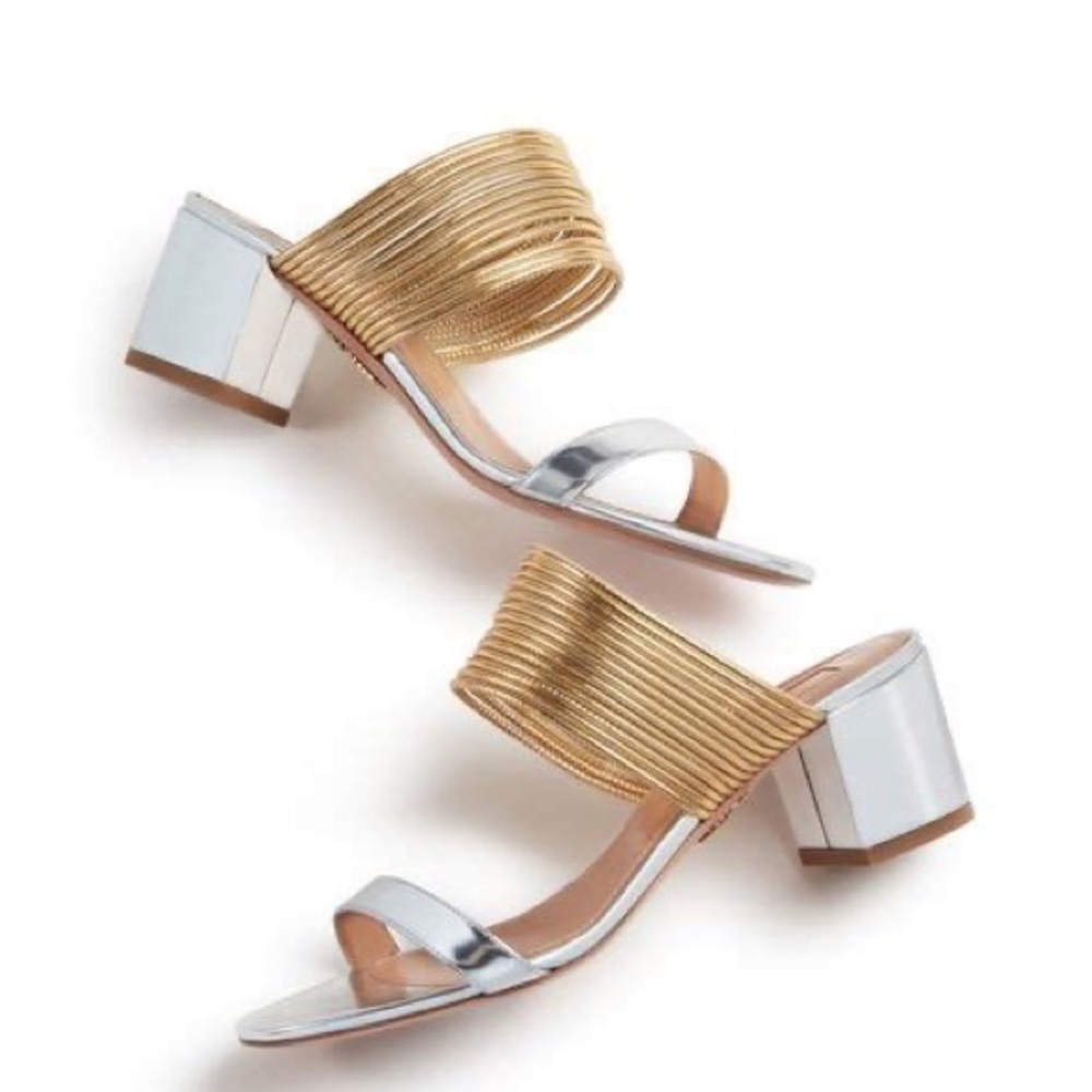 Aquazurra Rendez Vous sandals in silver/gold SZ 36.5